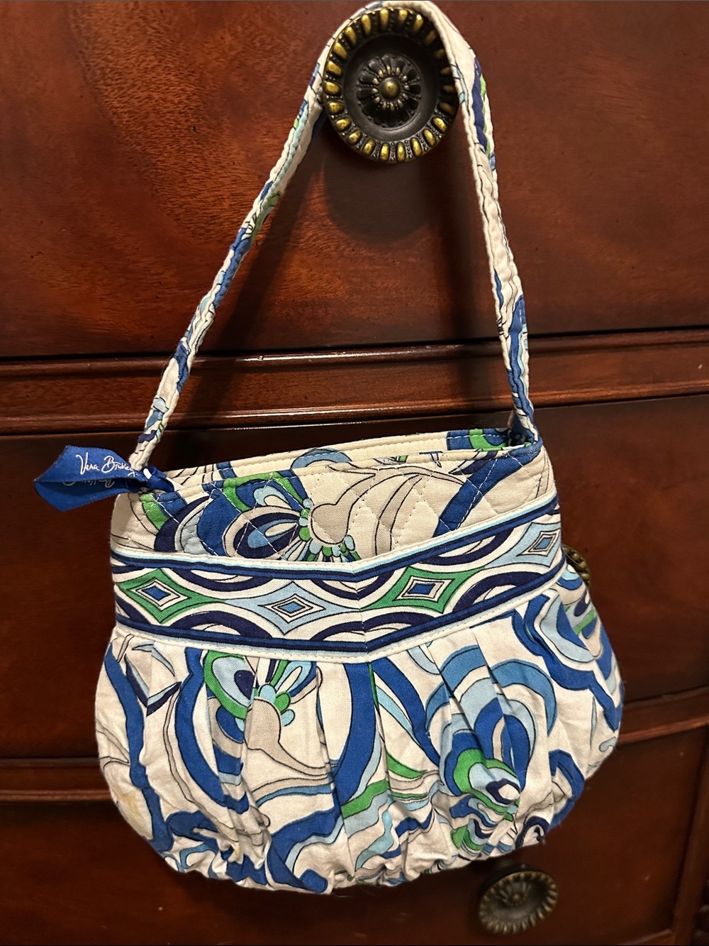 Vera Bradley Blue, Green & Cream Quilted Shoulder Bag